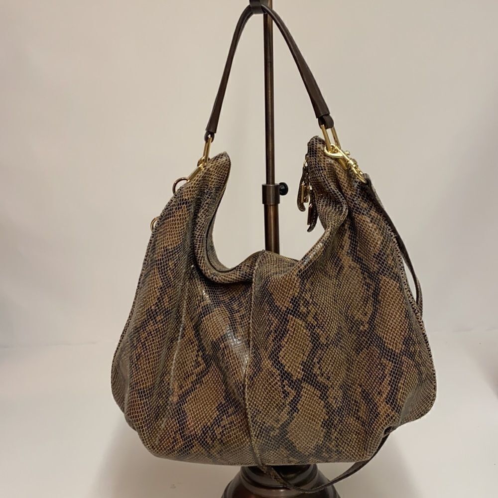 G.I.L.I. Milano Snake Print Leather Hobo Bag C9 - Picture 7 of 16